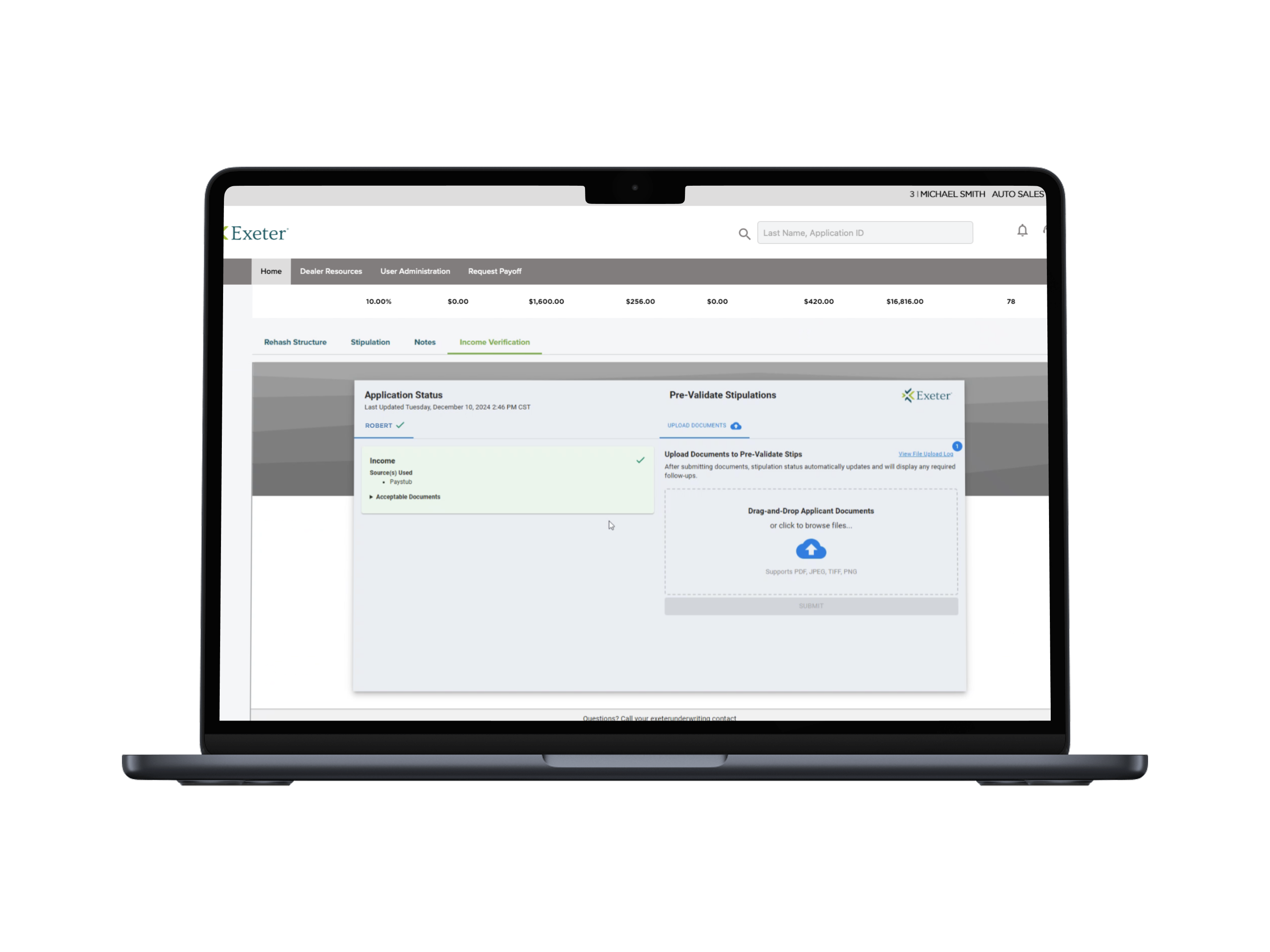 DealerPortal mocked up on a laptop
