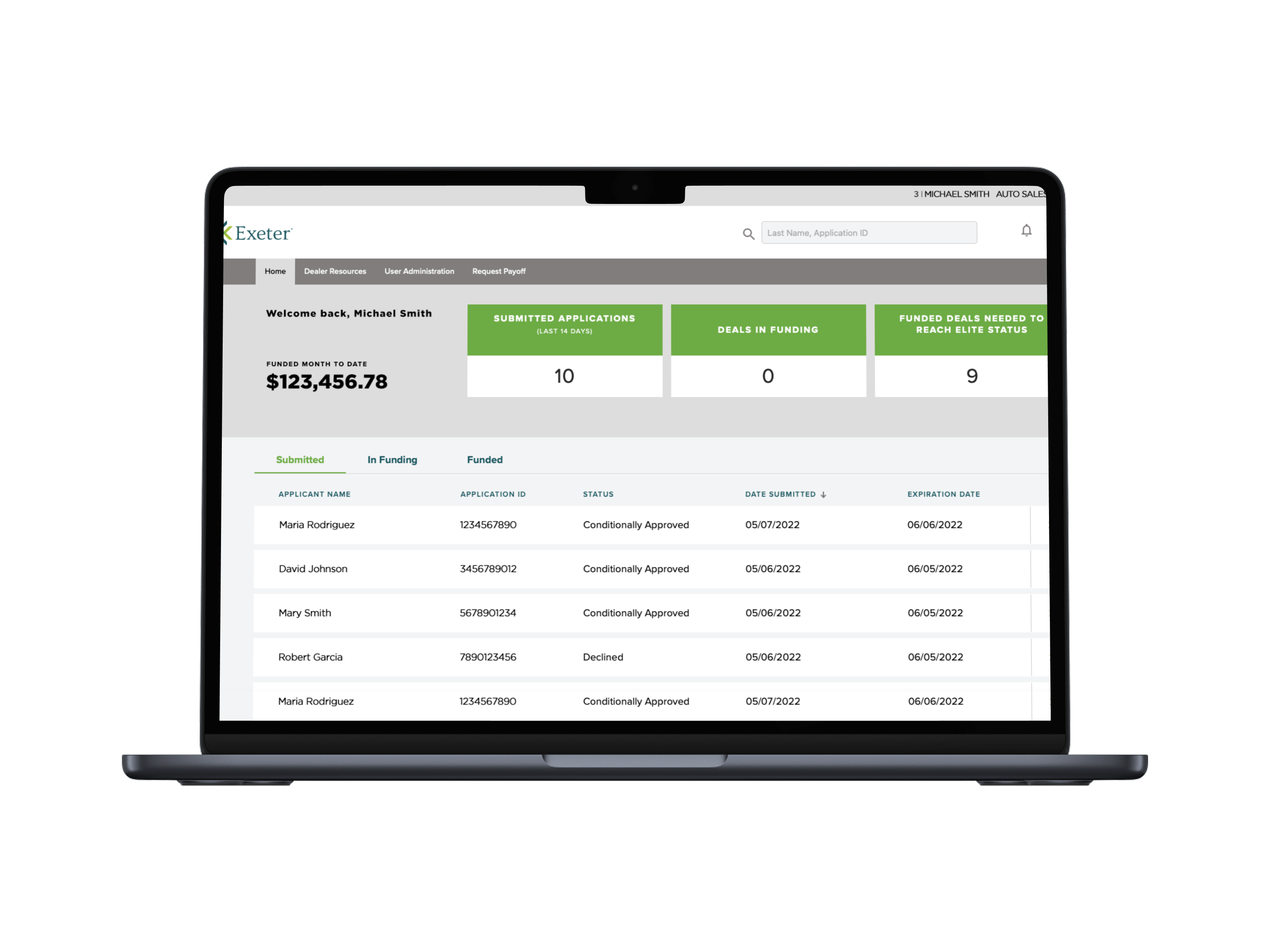 DealerPortal mocked up on a laptop