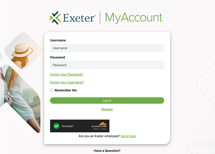MyAccount login screen