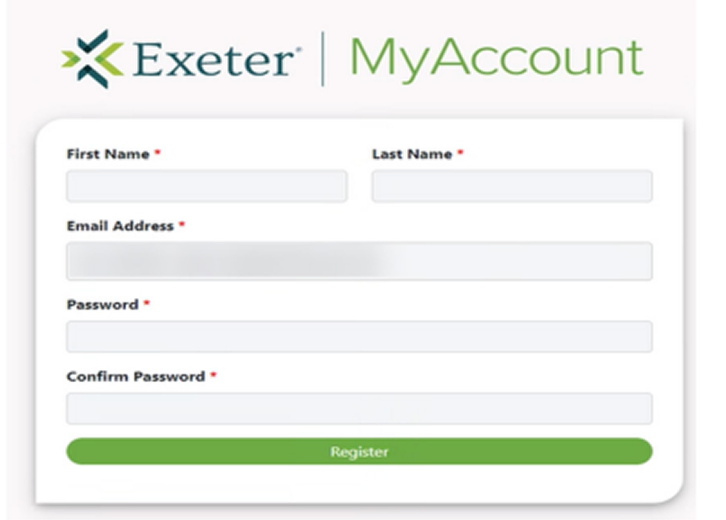 MyAccount login screen
